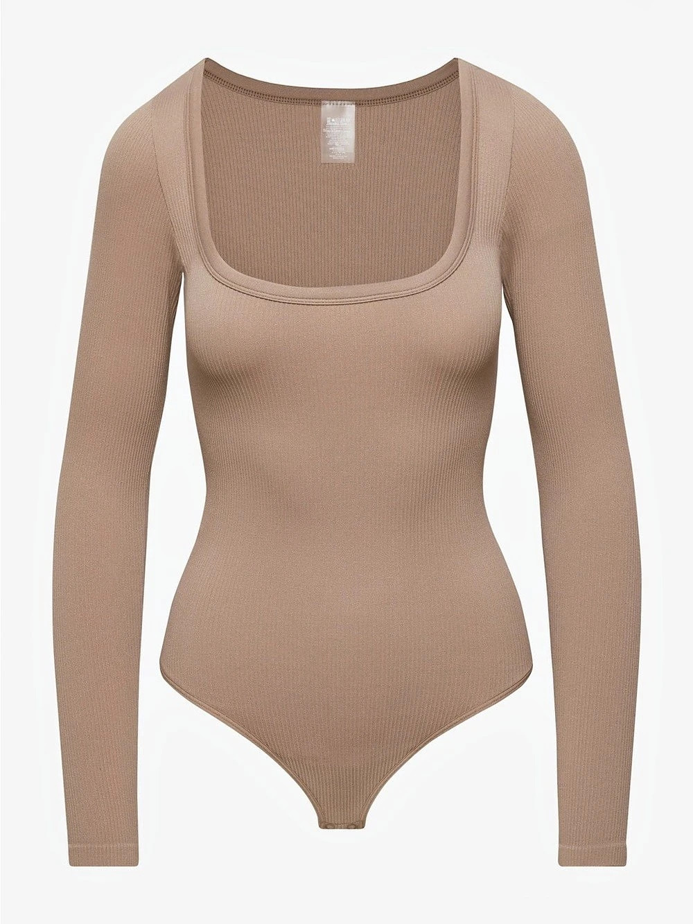 Sunday Best Rib Seamless Squareneck Longsleeve Bodysuit Brown